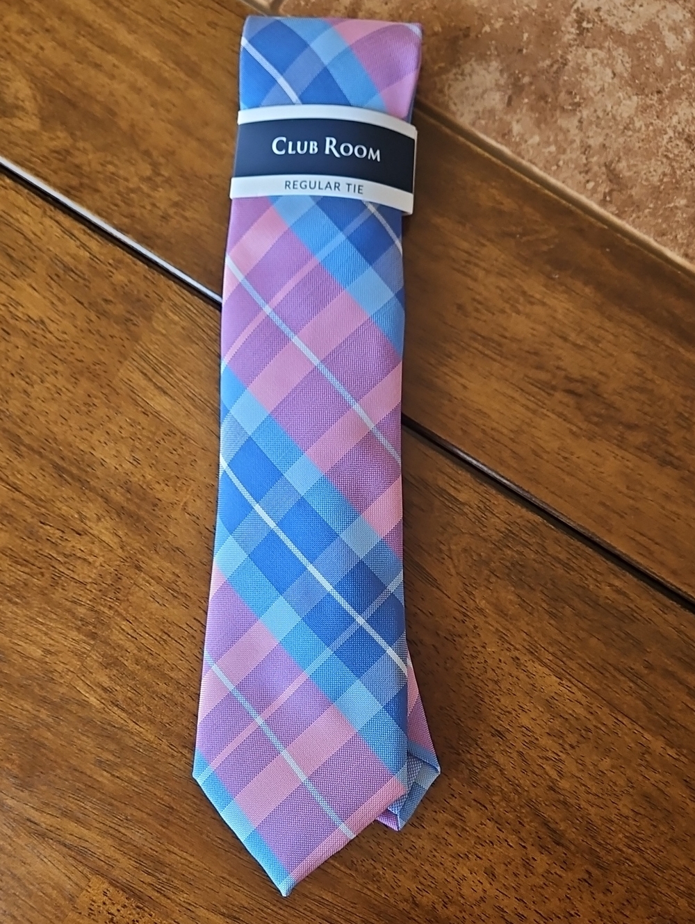 Club Room Pink and Blue Plaid Men's Tie